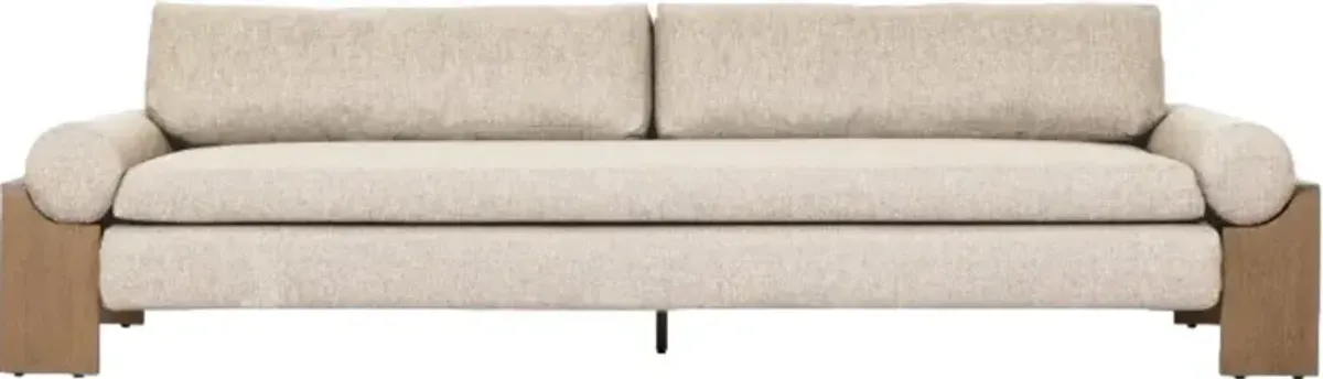 Four Hands Joette Ellor Beige/Washed Brown Wooden Outdoor Sofa