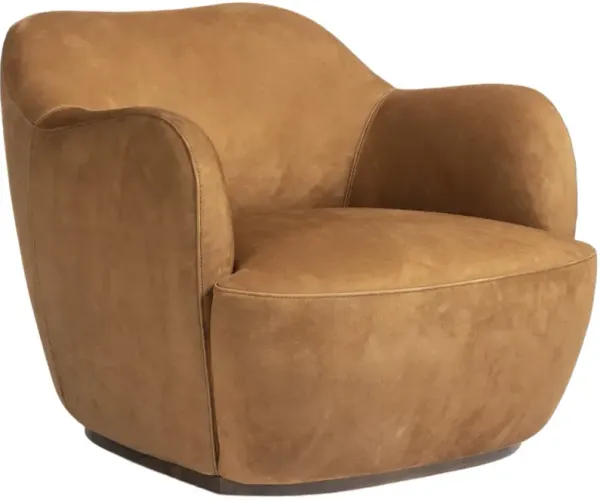 Four Hands Julius Nubuck Cognac Swivel Chair 