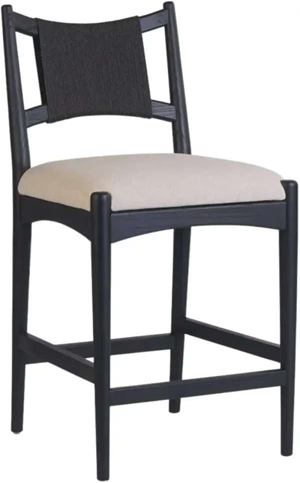 Four Hands Haddon Antwerp Natural/Black Rush/Brushed Ebony Counter Stool