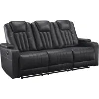 Signature Design by Ashley® Center Point Black Reclining Sofa with Drop Down Table