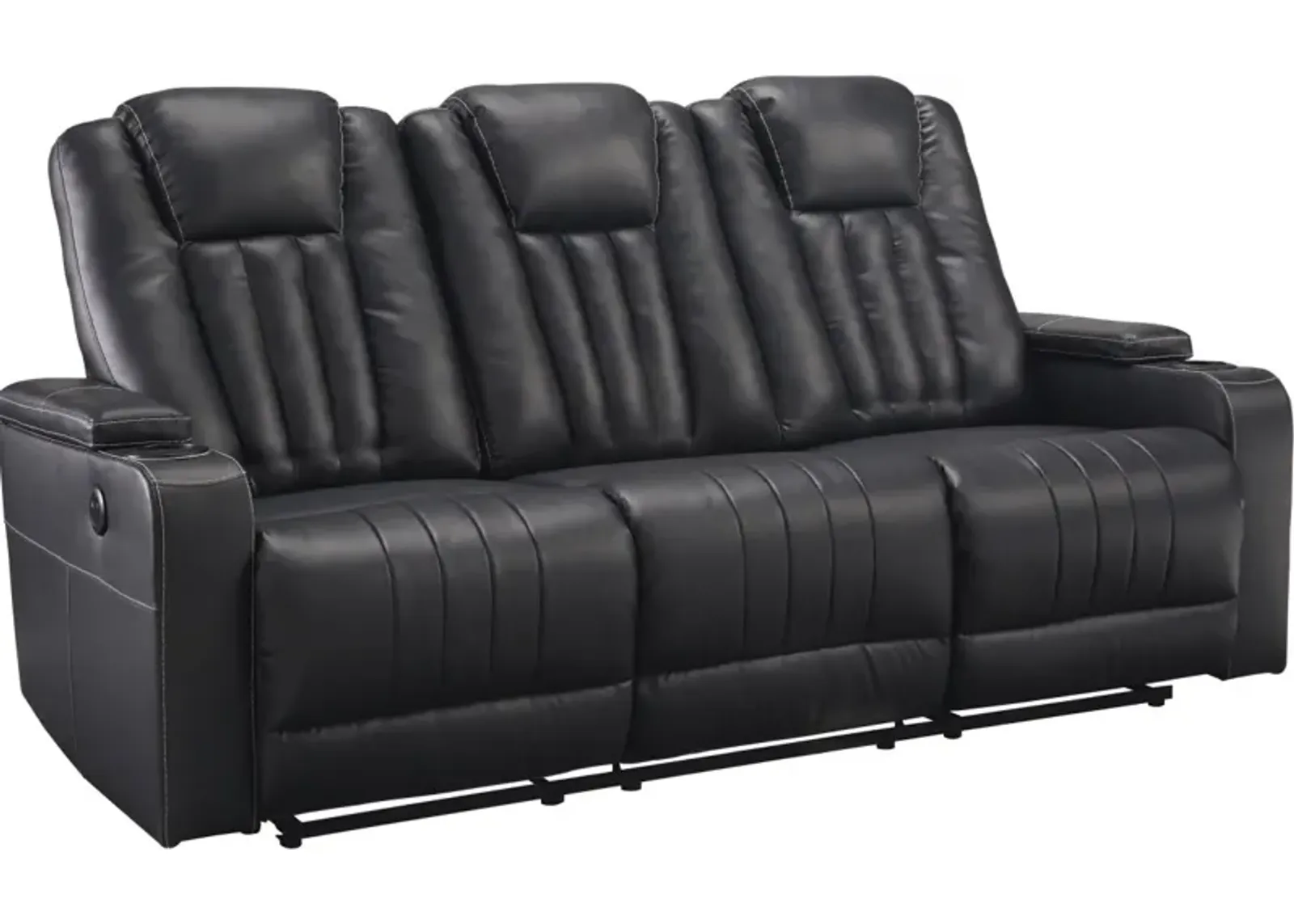 Signature Design by Ashley® Center Point Black Reclining Sofa with Drop Down Table