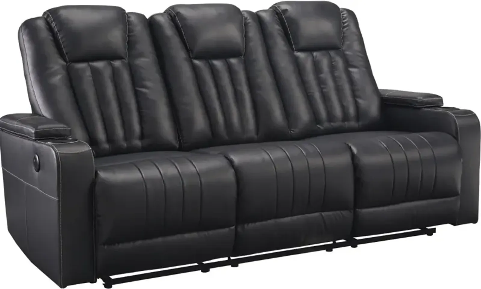 Signature Design by Ashley® Center Point Black Reclining Sofa with Drop Down Table