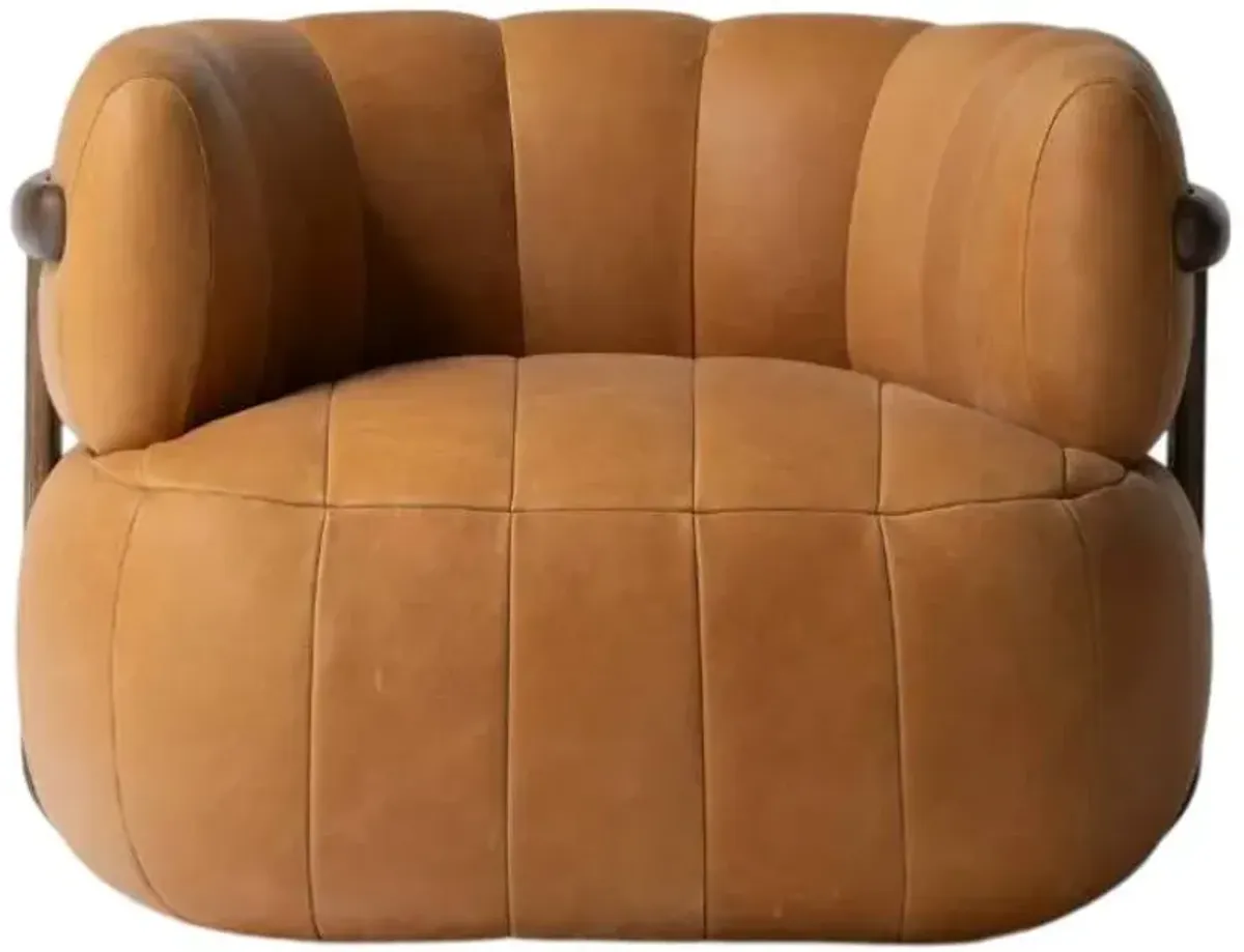 Four Hands Doss Palermo Cognac/Terra Brown Swivel Chair