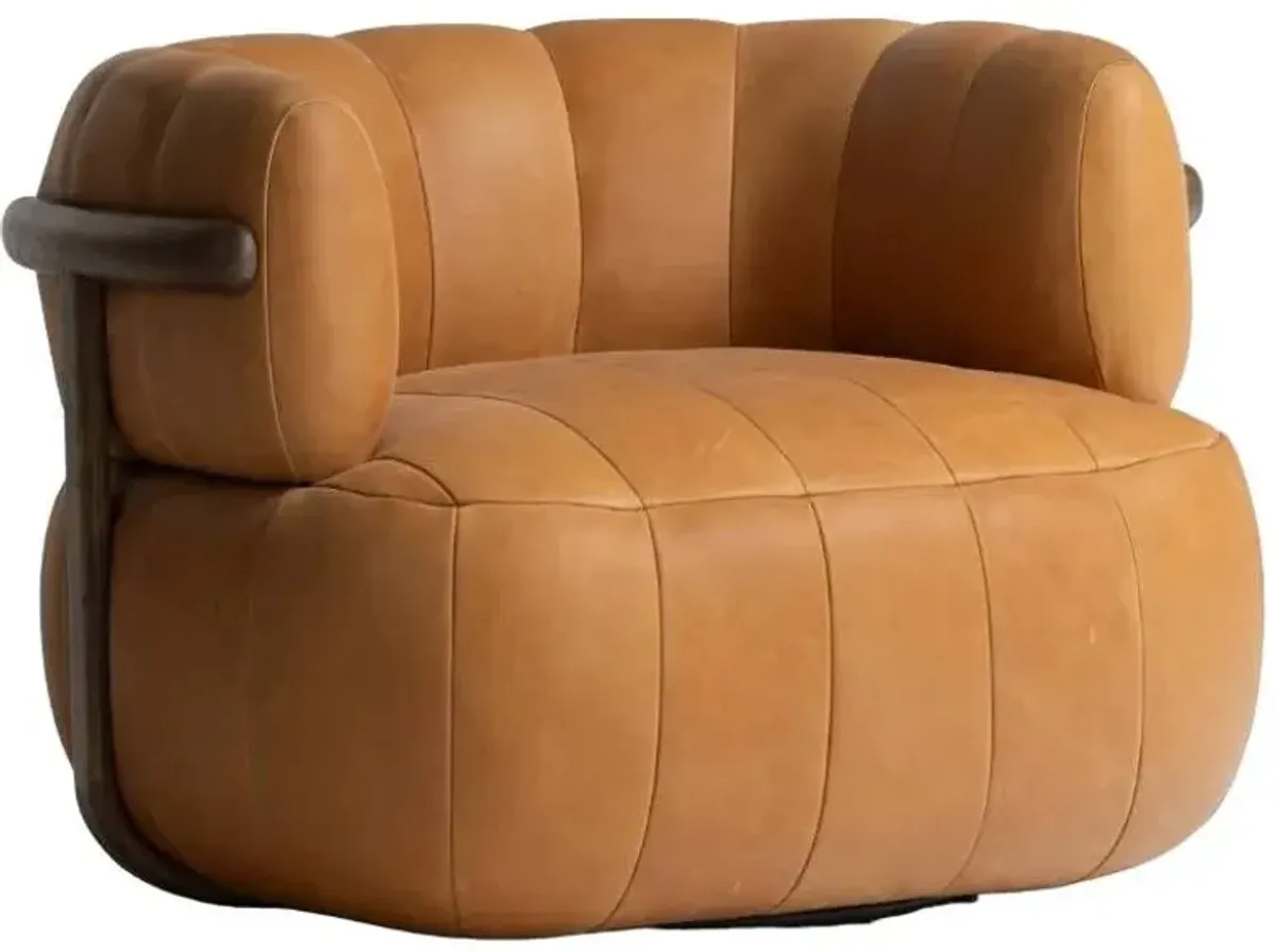 Four Hands Doss Palermo Cognac/Terra Brown Swivel Chair