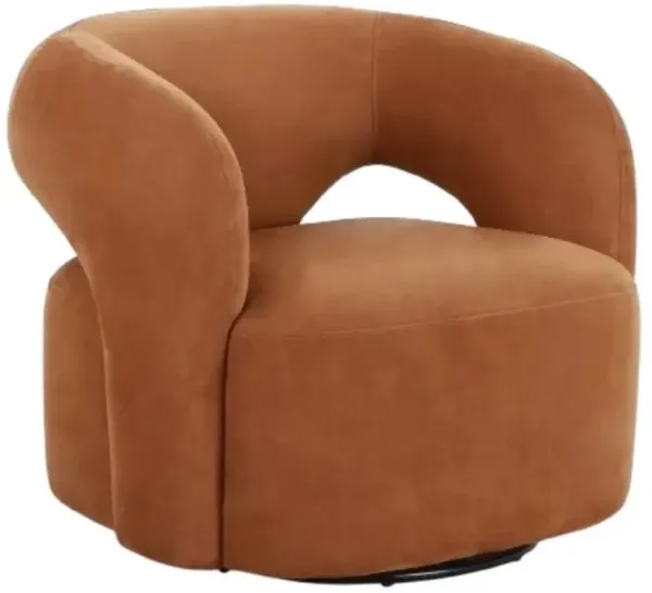 Four Hands Mazie Nubuck Cognac Swivel Chair