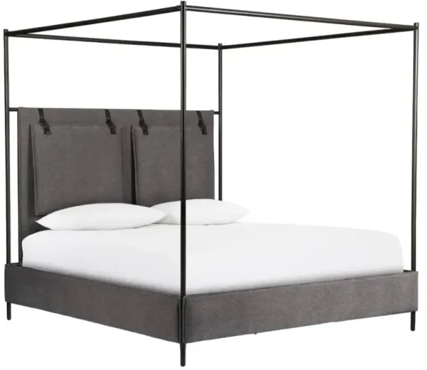 Four Hands Leigh San Remo Ash/Waxed Black Queen Canopy Bed