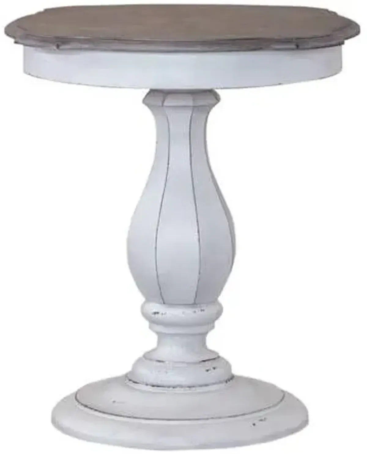 Liberty Furniture Magnolia Manor Antique White Accent Table with Weathered Bark Top