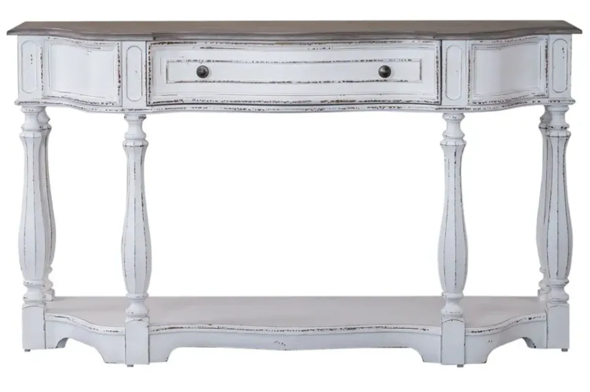 Liberty Furniture Magnolia Manor Antique White/Weathered Bark 56'' Console Table