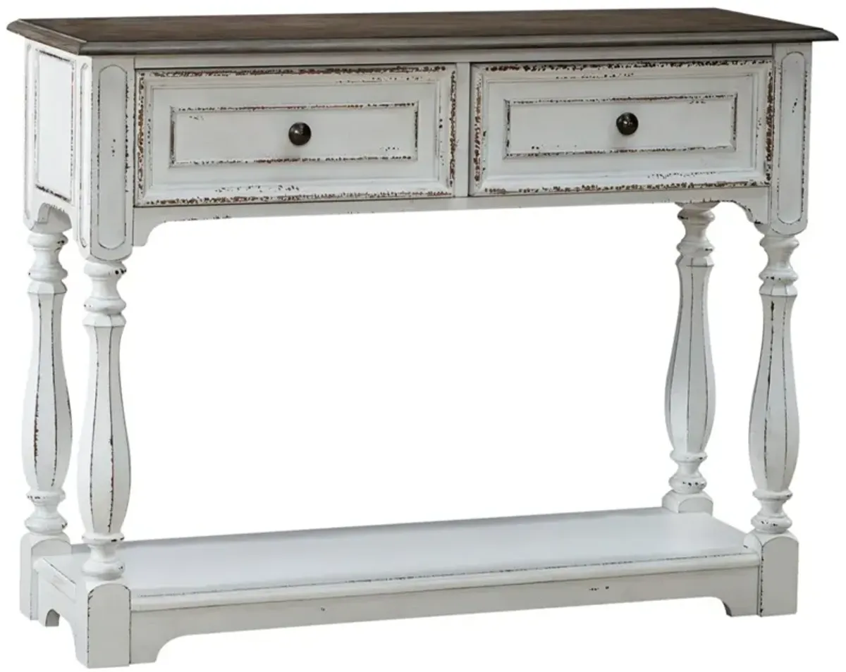 Liberty Furniture Magnolia Manor Antiqued White/Weathered Bark Hall Console