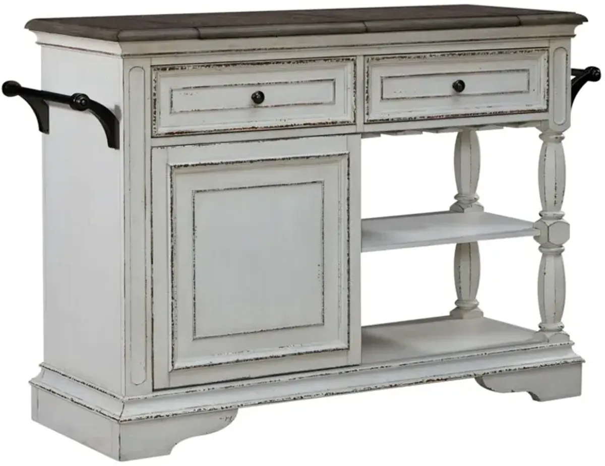 Liberty Furniture Magnolia Manor Antique White/Weathered Bark Bar Cart