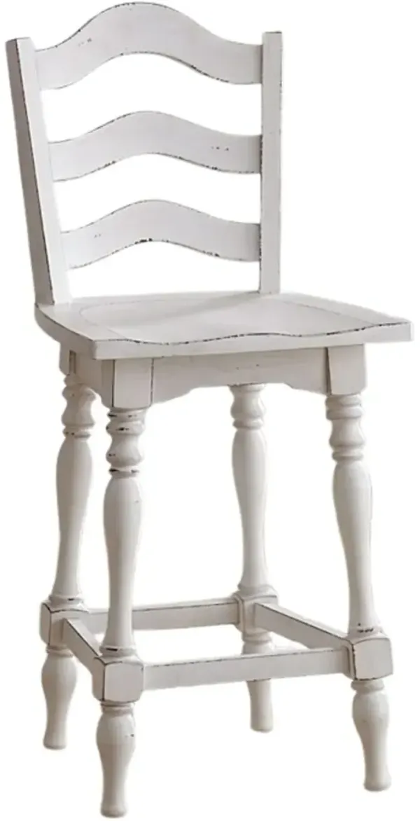 Liberty Furniture Magnolia Manor Antique White Ladderback Swivel Counter Height Chair