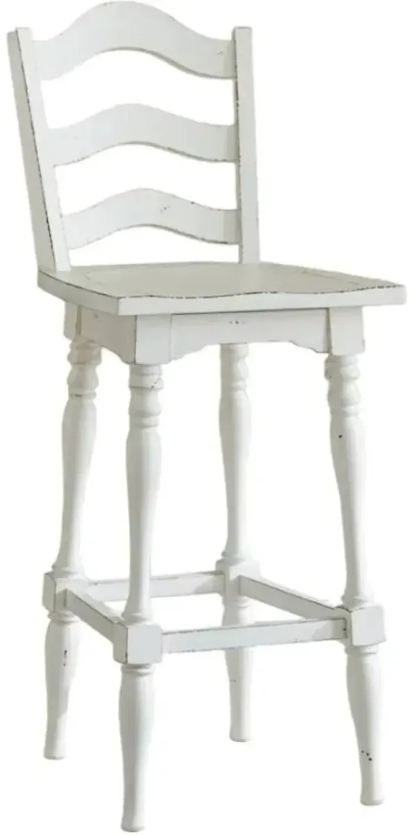 Liberty Furniture Magnolia Manor Antique White Ladderback Swivel Bar Stool