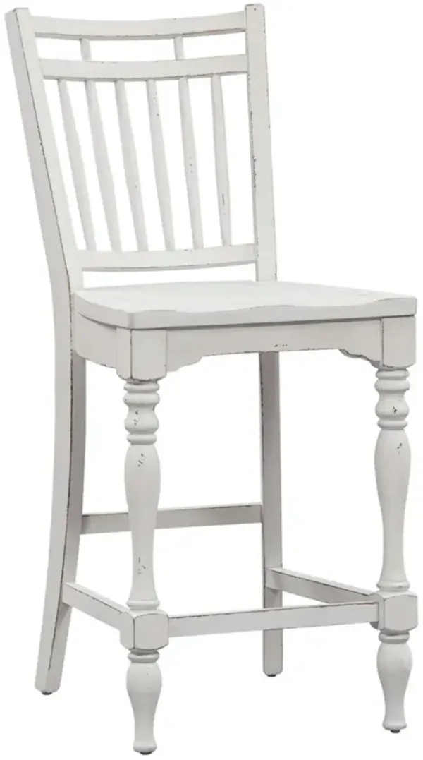 Liberty Furniture Magnolia Manor Antique White Spindle Back Counter Chair - Set of 2