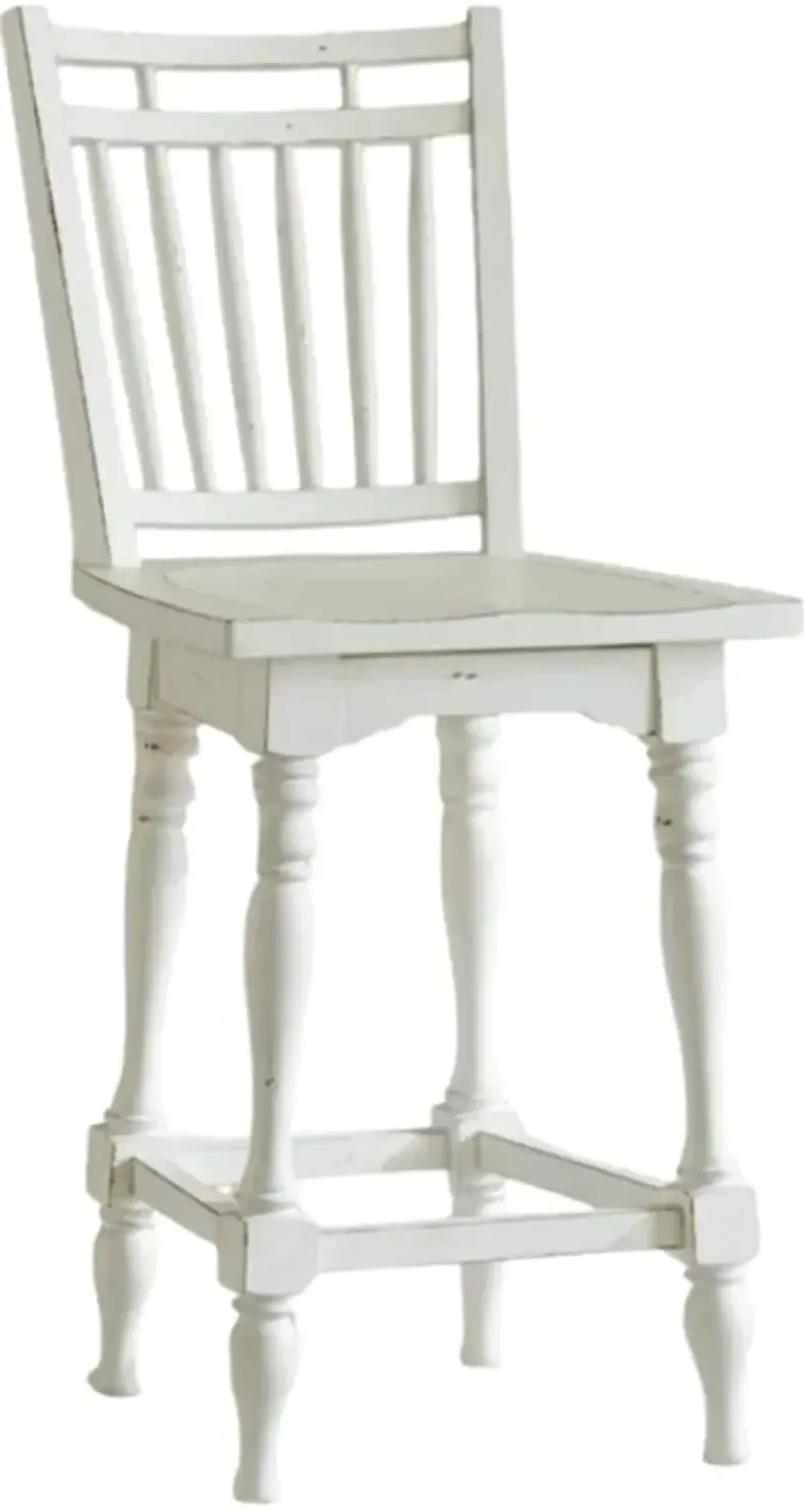 Liberty Furniture Magnolia Manor Antique White Spindle Back Swivel Counter Height Chair
