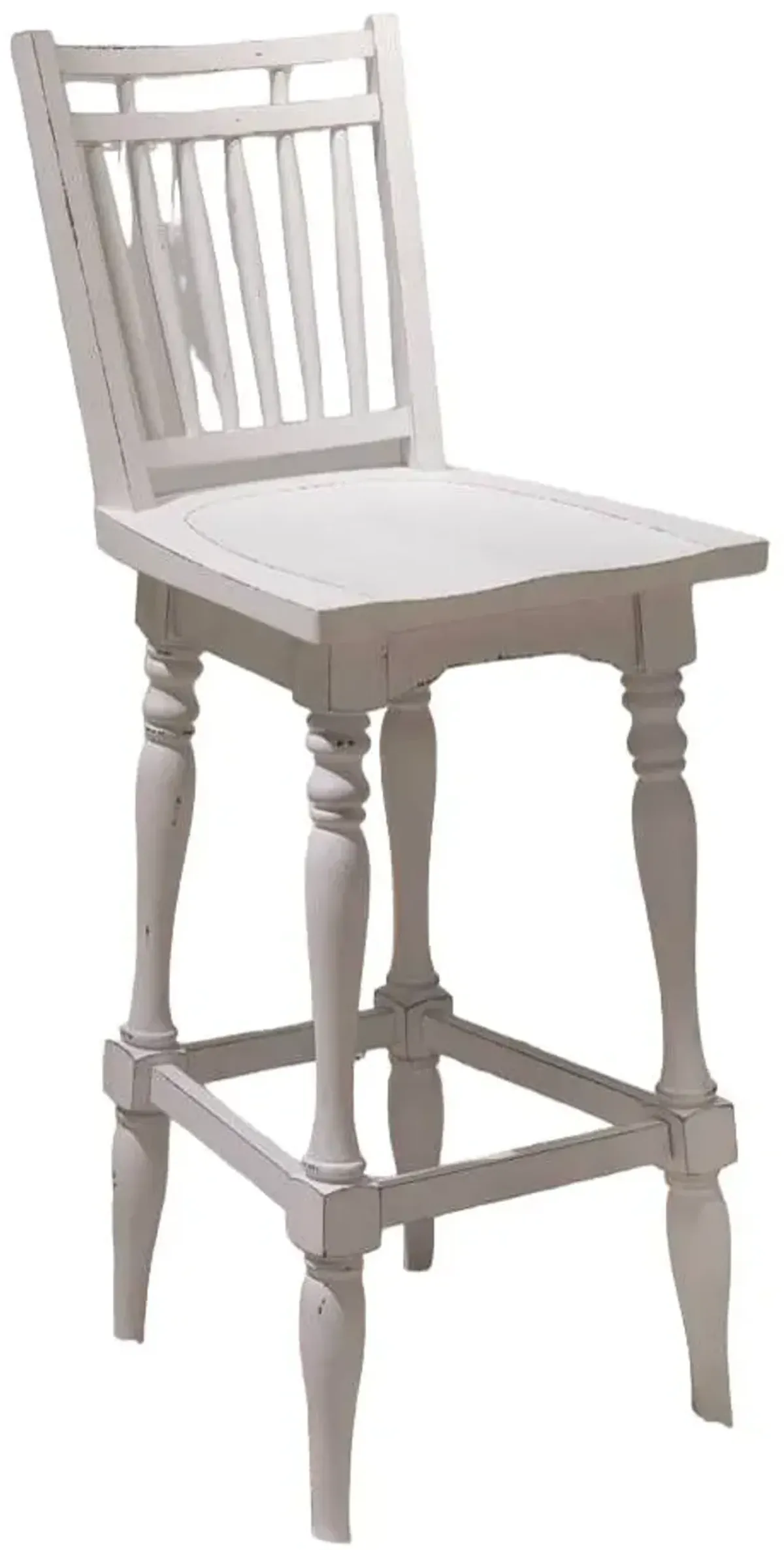 Liberty Furniture Magnolia Manor Antique White Spindle Back Swivel Bar Stool