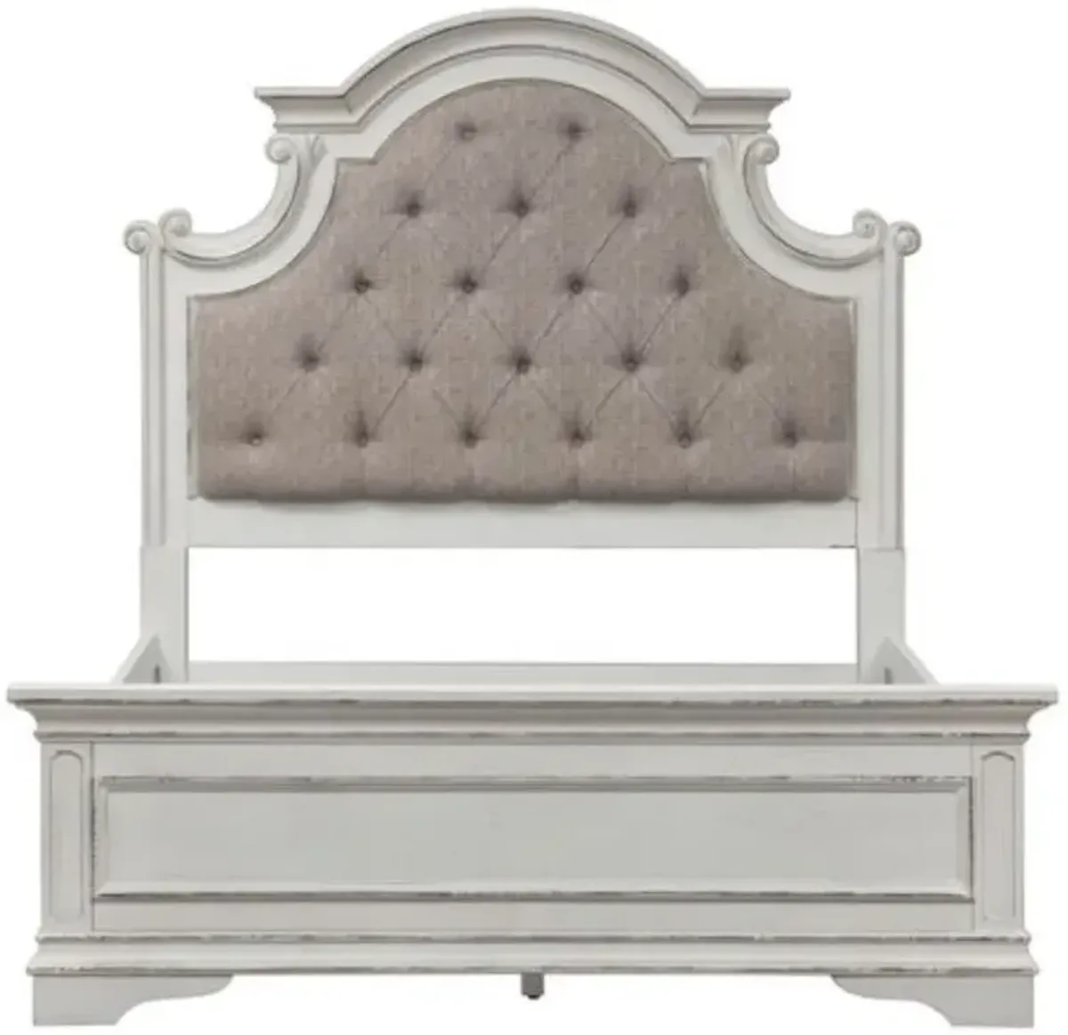 Liberty Furniture Magnolia Manor Antique White/Weathered Bark Full Upholstered Panel Bed