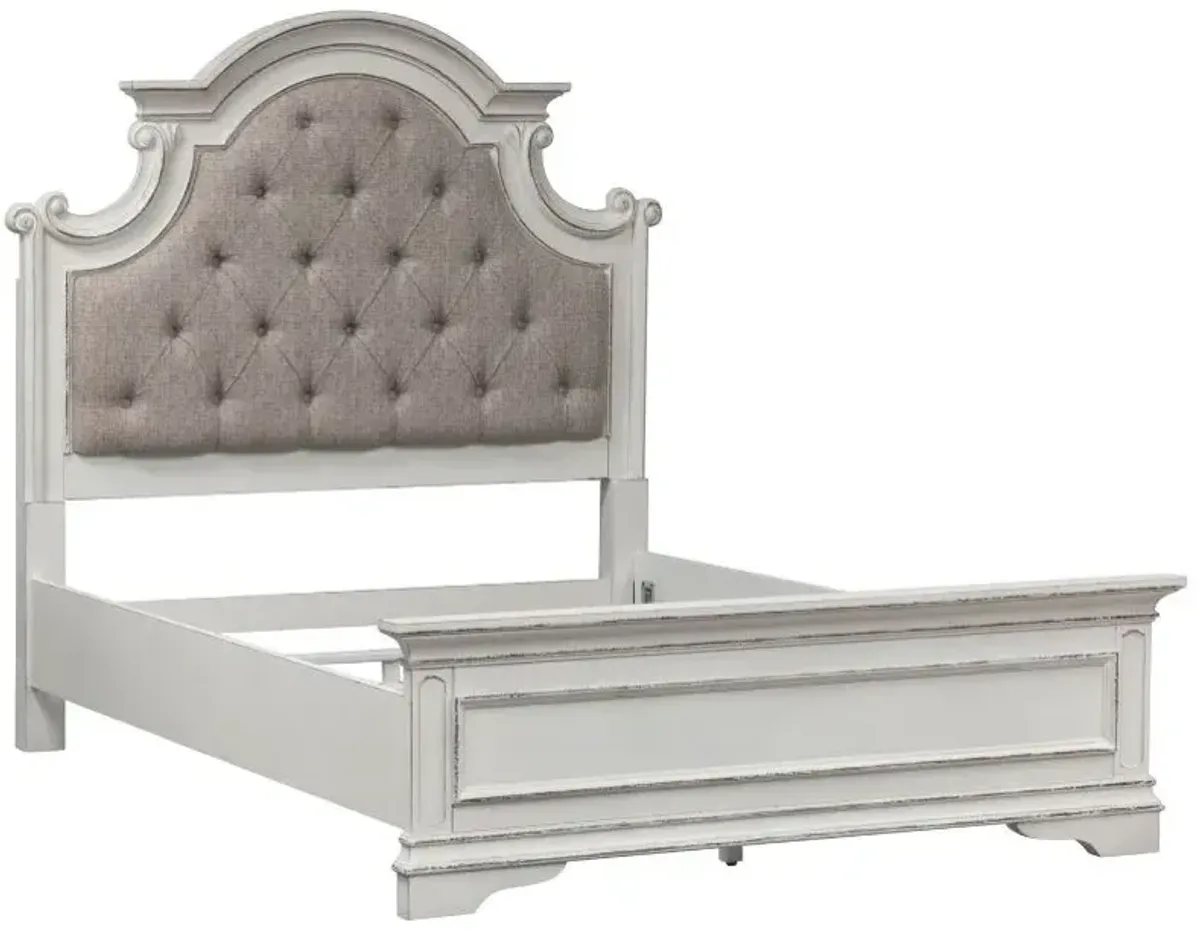 Liberty Furniture Magnolia Manor Antique White/Weathered Bark Full Upholstered Panel Bed