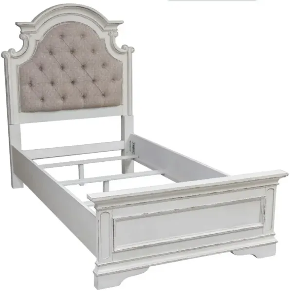 Liberty Furniture Magnolia Manor Antique White/Weathered Bark Twin Upholstered Panel Bed