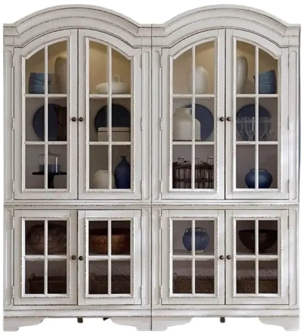 Liberty Furniture Magnolia Manor 2-Piece Antique White/Weathered Bark Cabinet