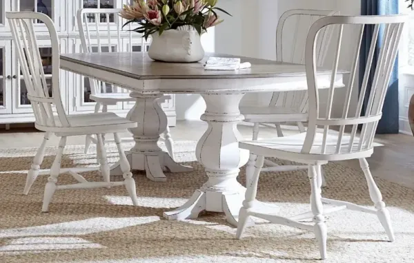 Liberty Furniture Magnolia Manor 5-Piece Antique White/Weathered Bark Dining Set