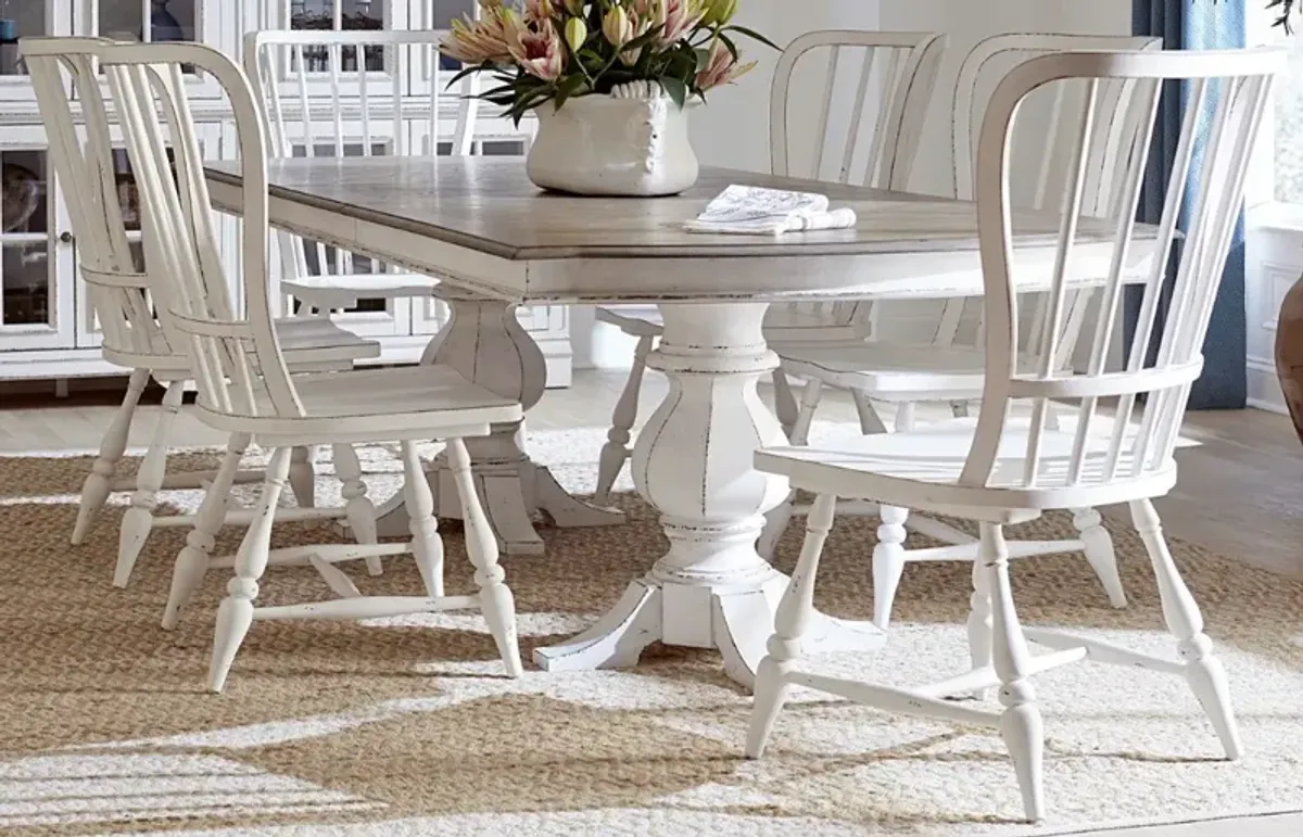 Liberty Furniture Magnolia Manor 7-Piece Antique White/Weathered Bark Dining Set