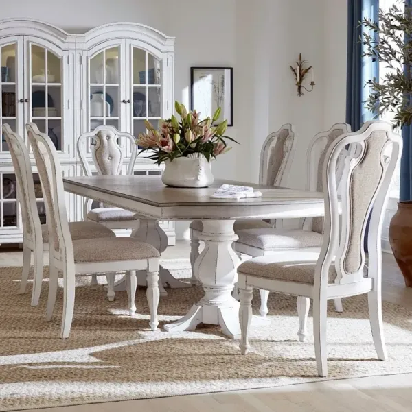 Liberty Furniture Magnolia Manor 7-Piece Antique White/Weathered Bark Pedestal Dining Set