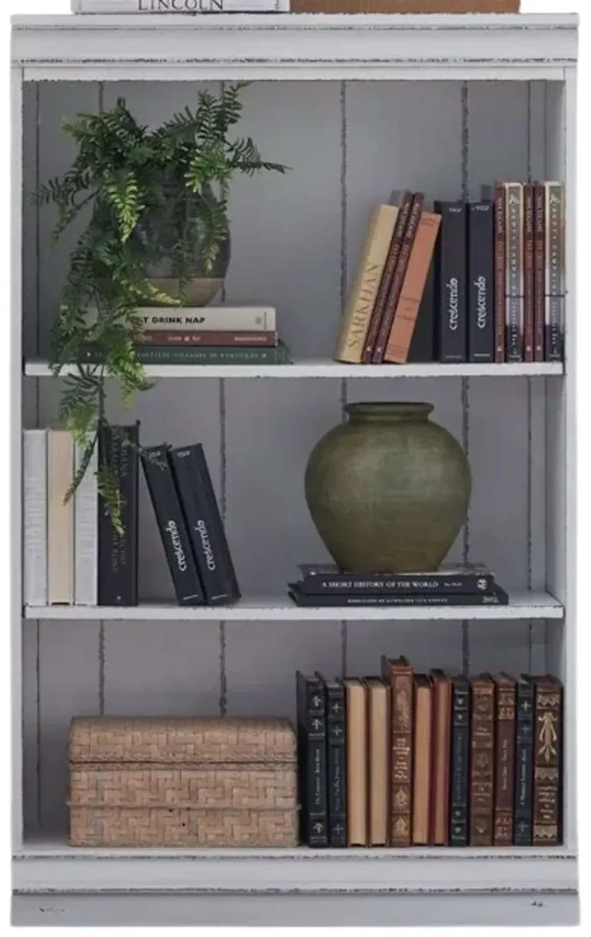 Liberty Furniture Magnolia Manor Antique White/Weathered Bark Antique White Bookcase