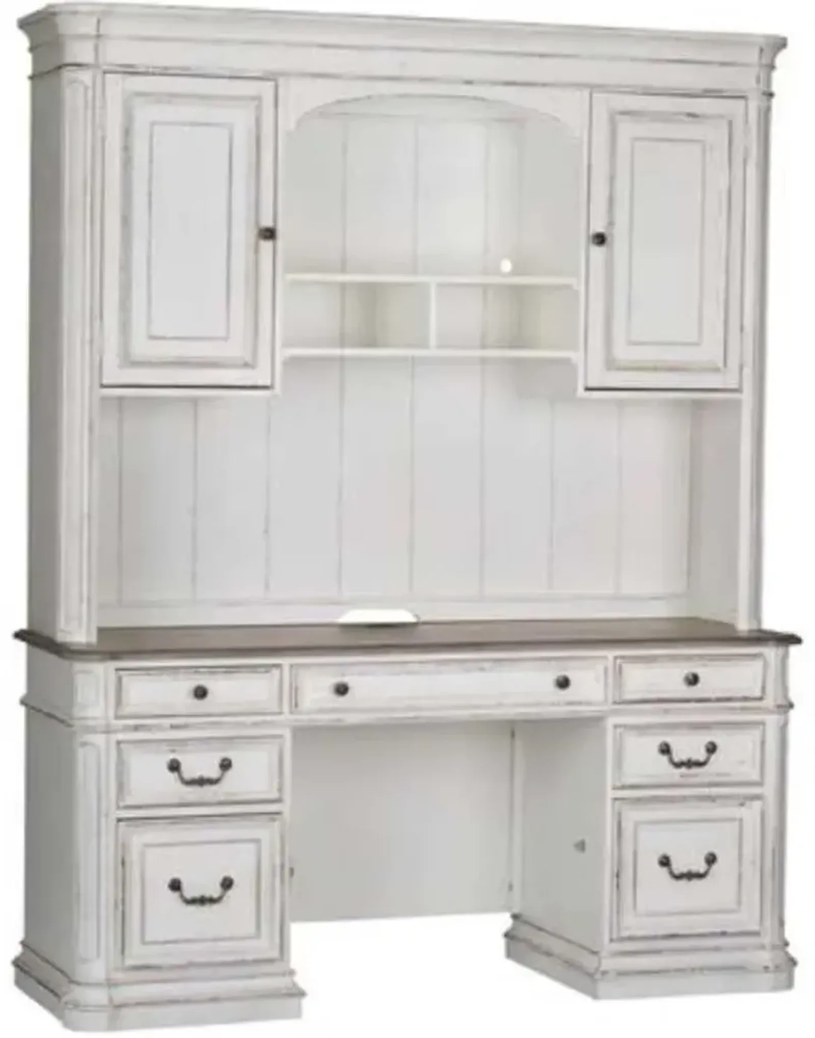 Liberty Furniture Magnolia Manor Antique White Credenza and Hutch