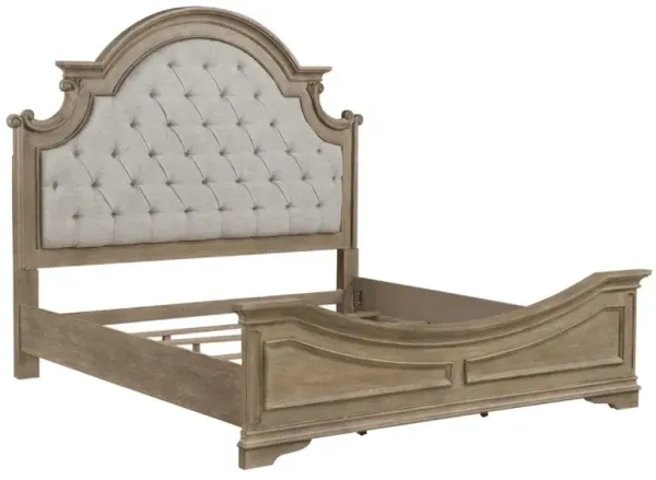 Liberty Furniture Magnolia Manor Weathered Bisque Tufted King Panel Bed