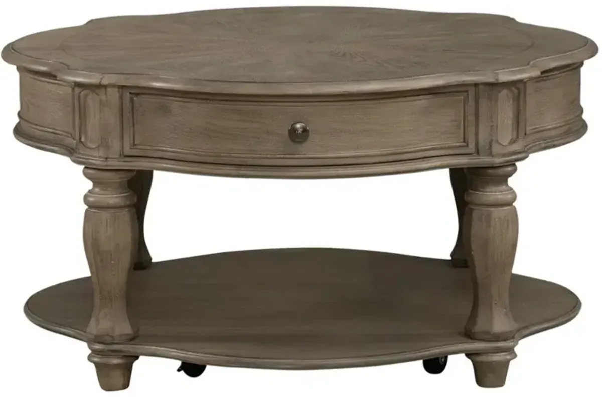 Liberty Furniture Magnolia Manor Weathered Bisque  Round Cocktail Table