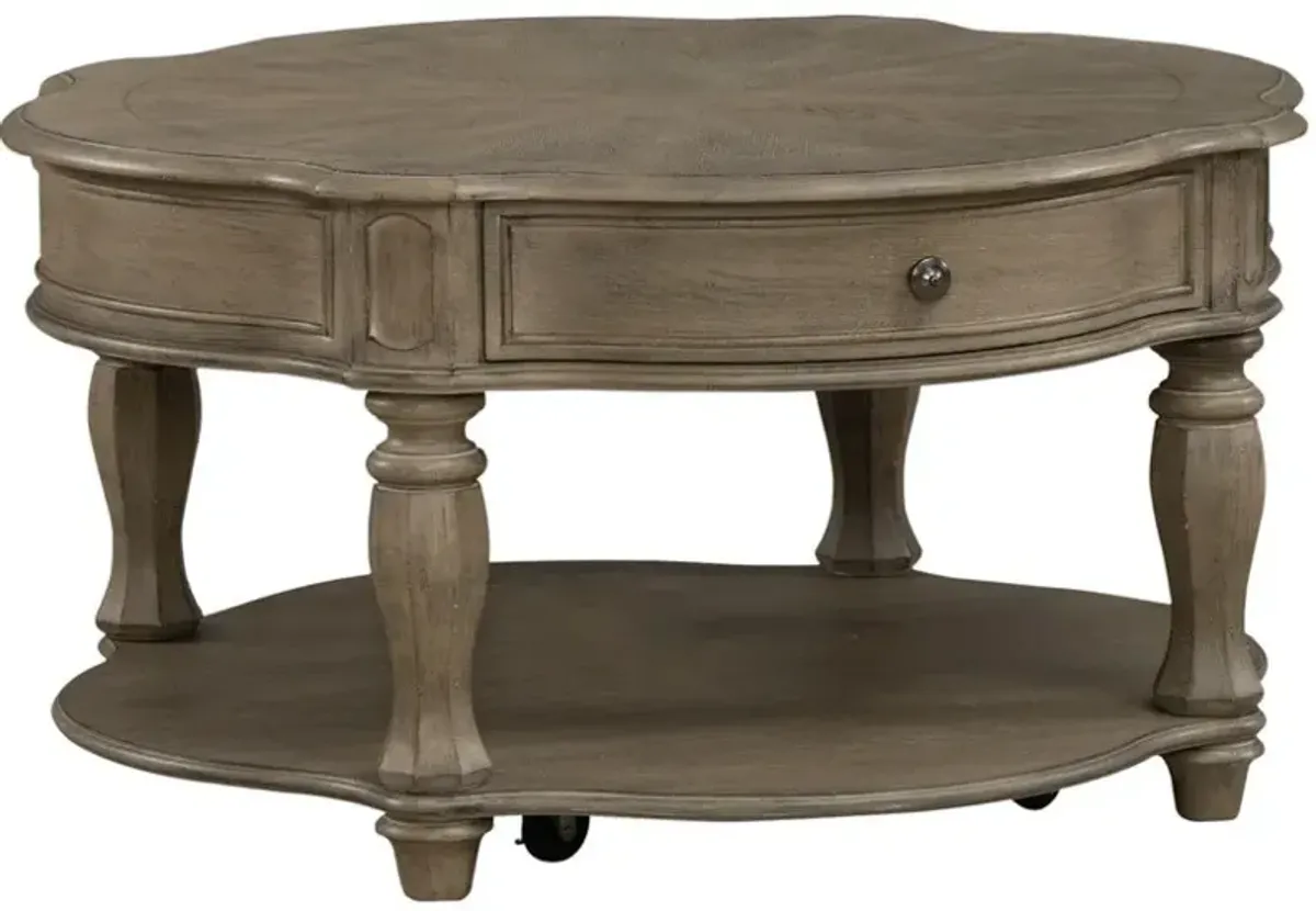 Liberty Furniture Magnolia Manor Weathered Bisque  Round Cocktail Table
