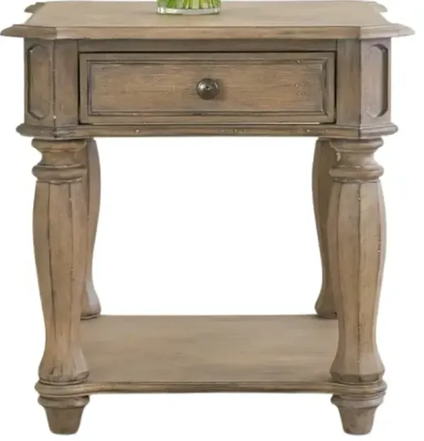 Liberty Furniture Magnolia Manor Weathered Bisque Rectangular End Table
