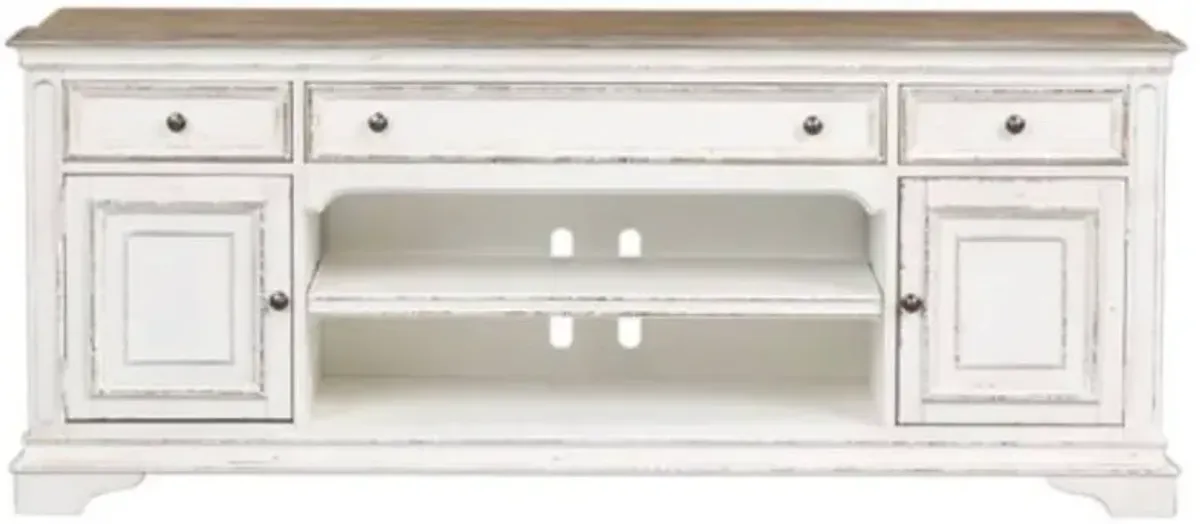 Liberty Furniture Magnolia Manor Antique White Entertainment TV Stand