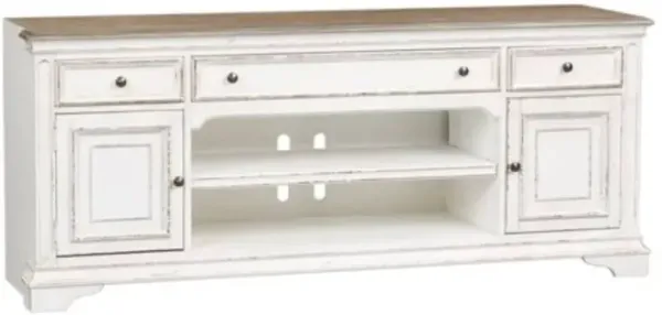 Liberty Furniture Magnolia Manor Antique White Entertainment TV Stand