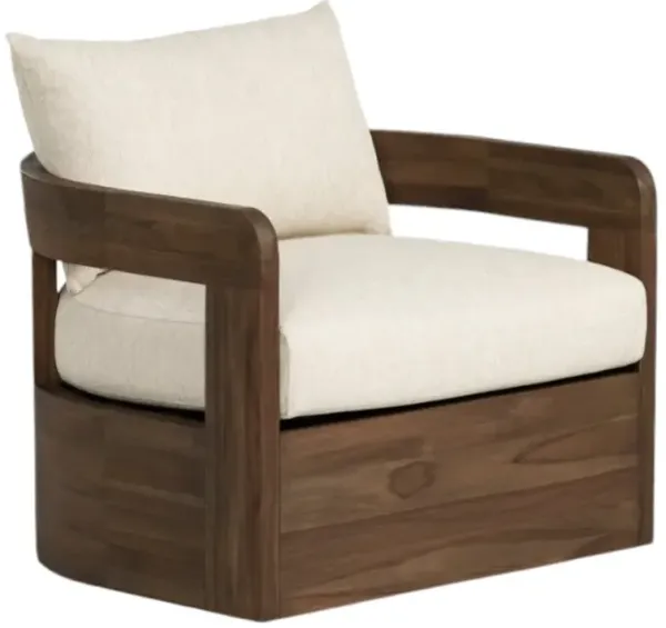 Four Hands Jackson Ellor Beige Wooden Outdoor Swivel Chair