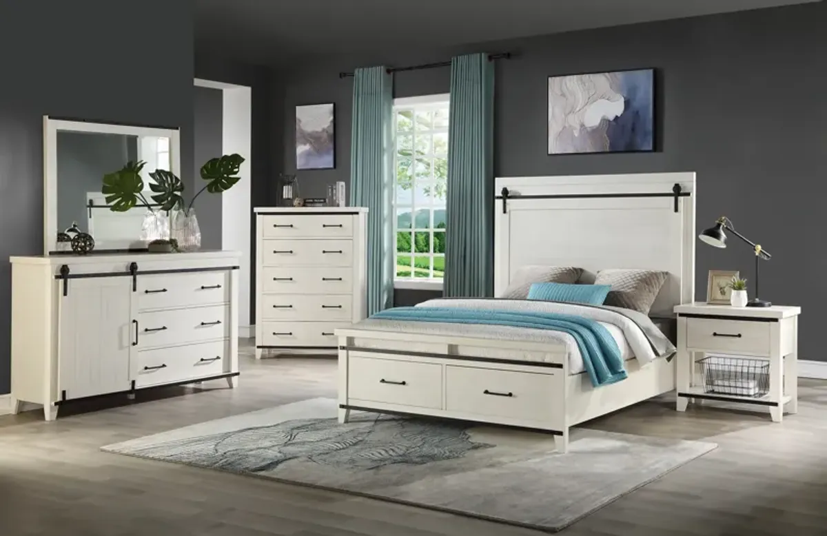 Holland House Furniture 3pc Montana White Queen Panel Storage Bedroom Set P47261970