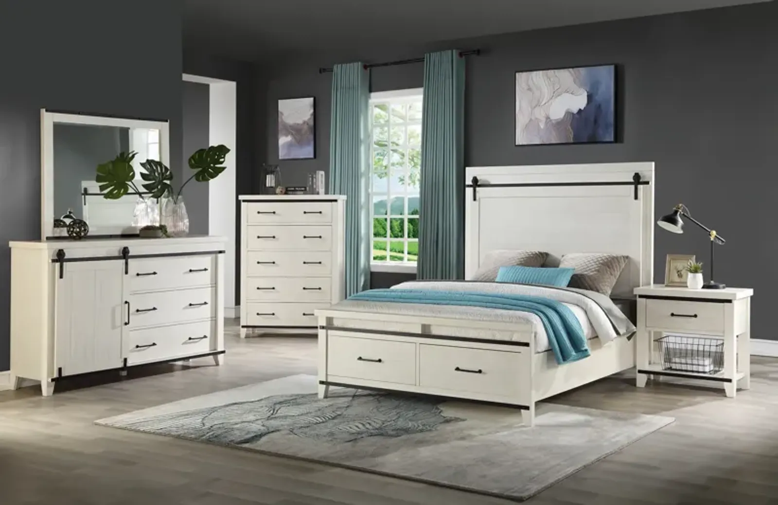 Holland House Furniture 3pc Montana White Queen Panel Storage Bedroom Set P47261970