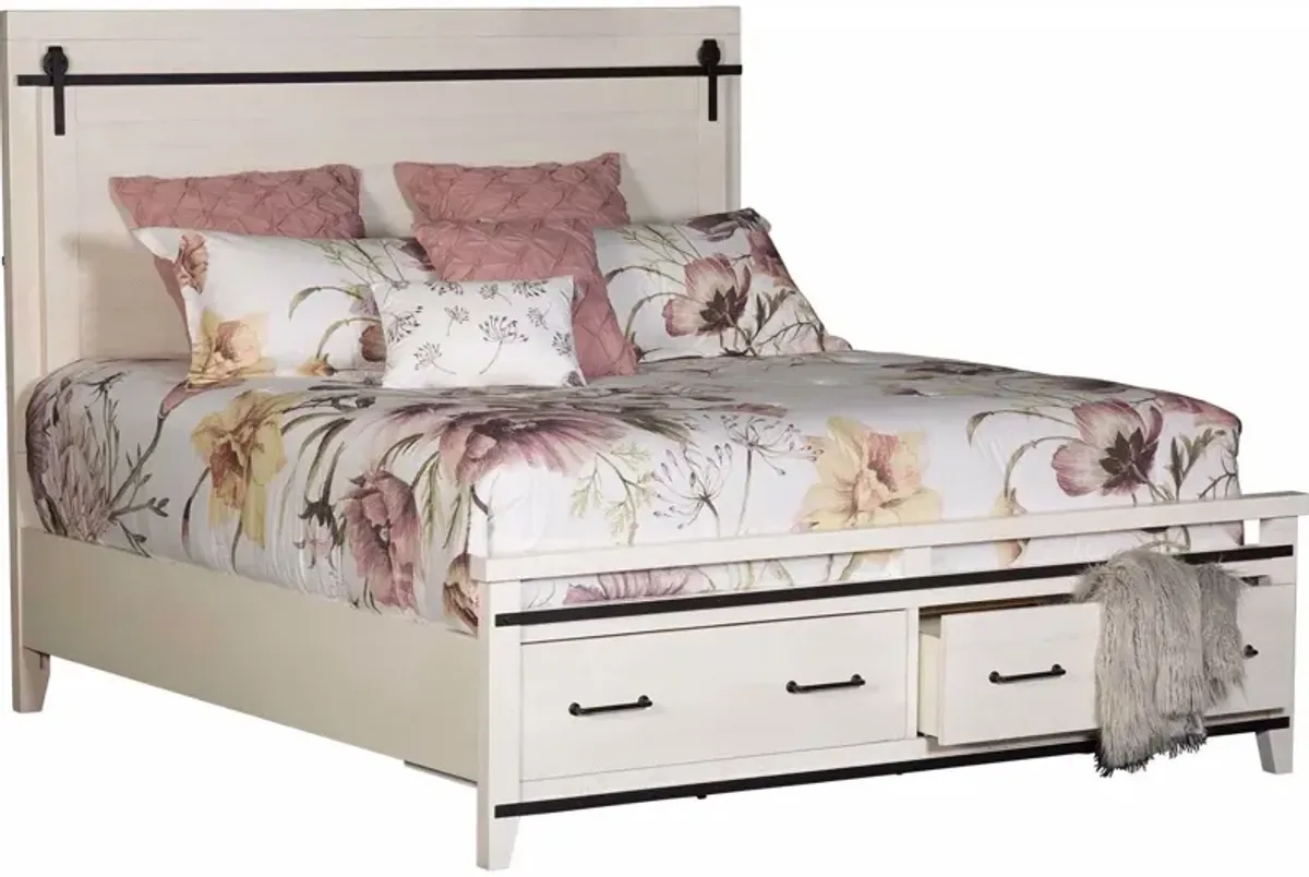 Queen Panel Storage Bed with Barndoor Hardware P13318948