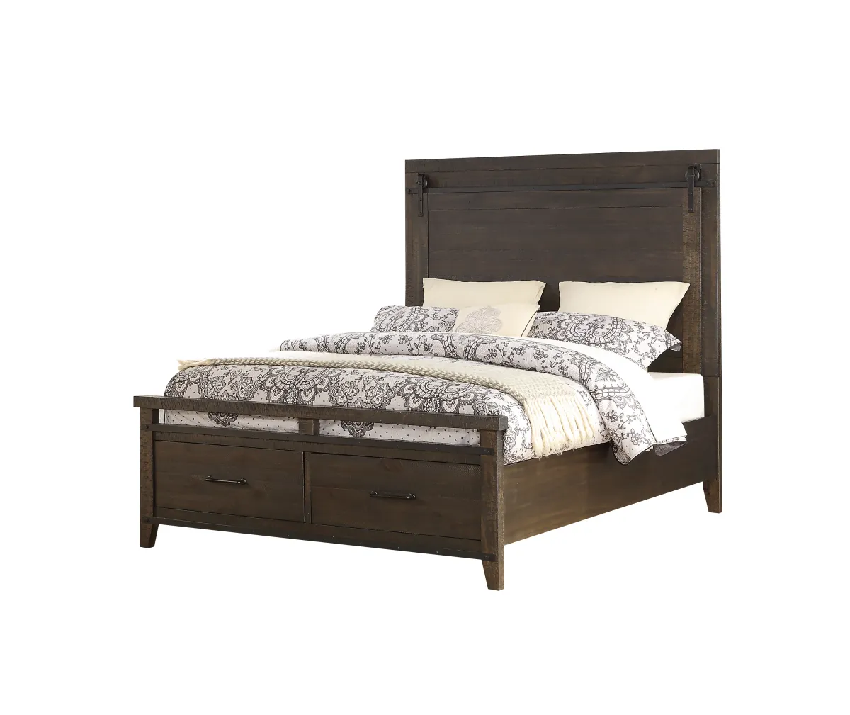 Queen Panel Storage Bed with Barndoor Hardware P87502075