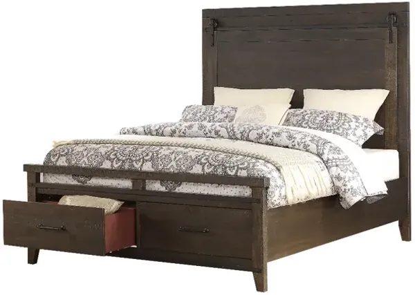 Holland House Furniture Montana Distressed Charcoal Queen Panel Storage Bed