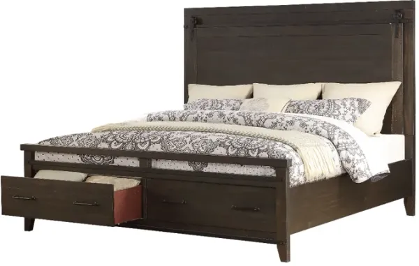 Holland House Furniture Montana Distressed Charcoal King Panel Storage Bed