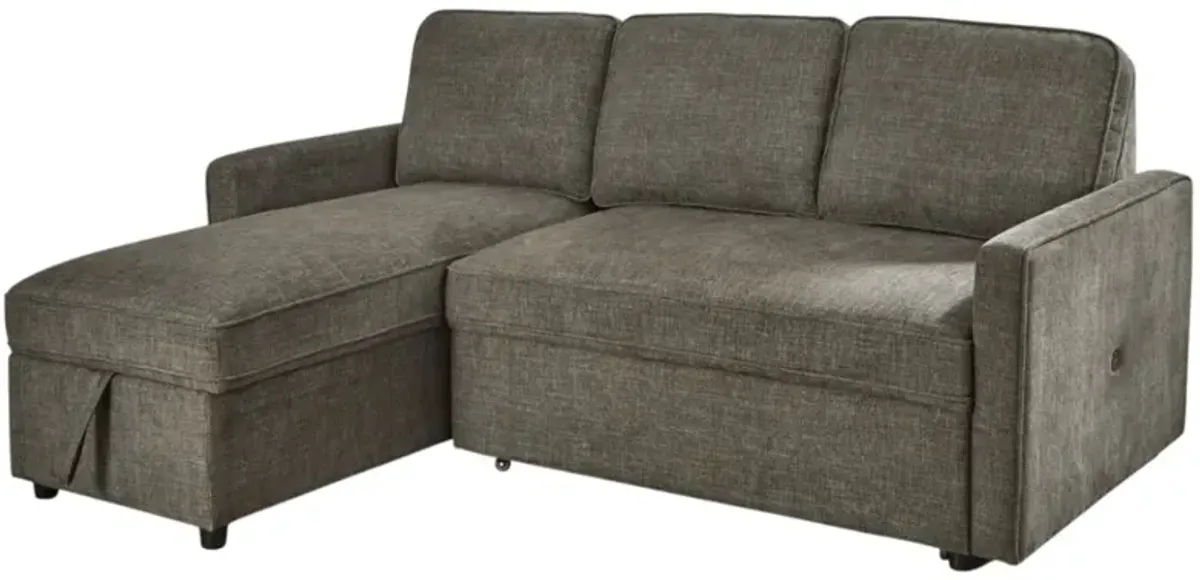 Signature Design by Ashley® Kerle 2-Piece Charcoal Left-Arm Facing Sectional and Chaise with Pop Up Bed