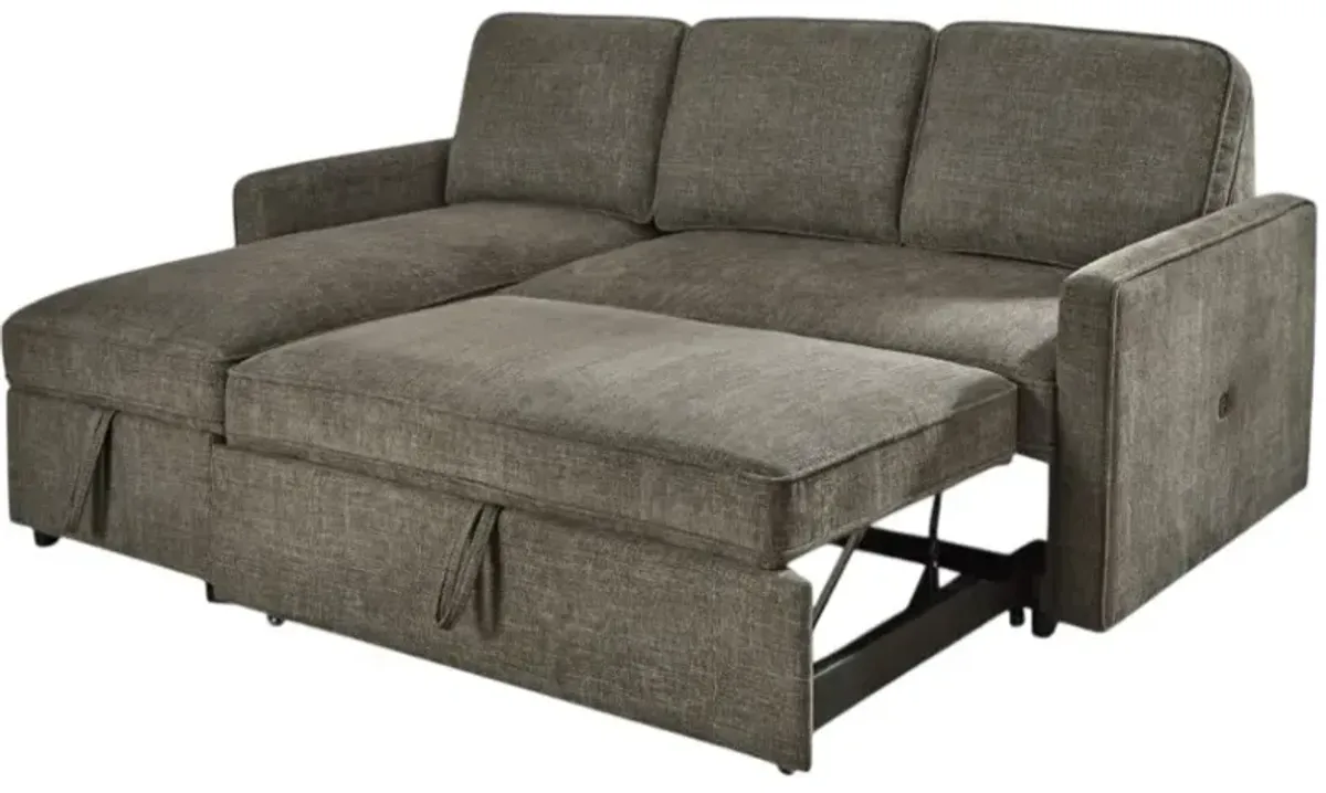 Signature Design by Ashley® Kerle 2-Piece Charcoal Left-Arm Facing Sectional and Chaise with Pop Up Bed
