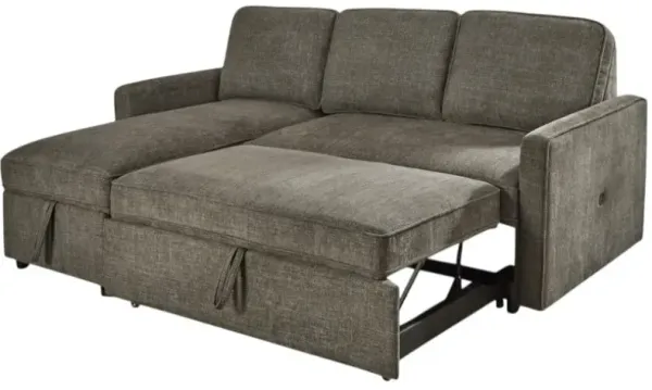 Signature Design by Ashley® Kerle 2-Piece Charcoal Left-Arm Facing Sectional and Chaise with Pop Up Bed