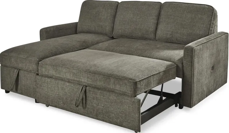 Signature Design by Ashley® Kerle 2-Piece Charcoal Left-Arm Facing Sectional and Chaise with Pop Up Bed