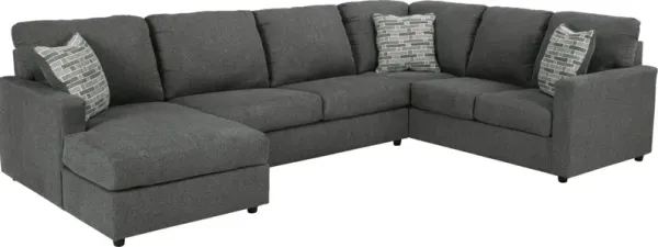 Signature Design by Ashley® Edenfield 3-Piece Charcoal Left-Arm Facing Sectional and Chaise