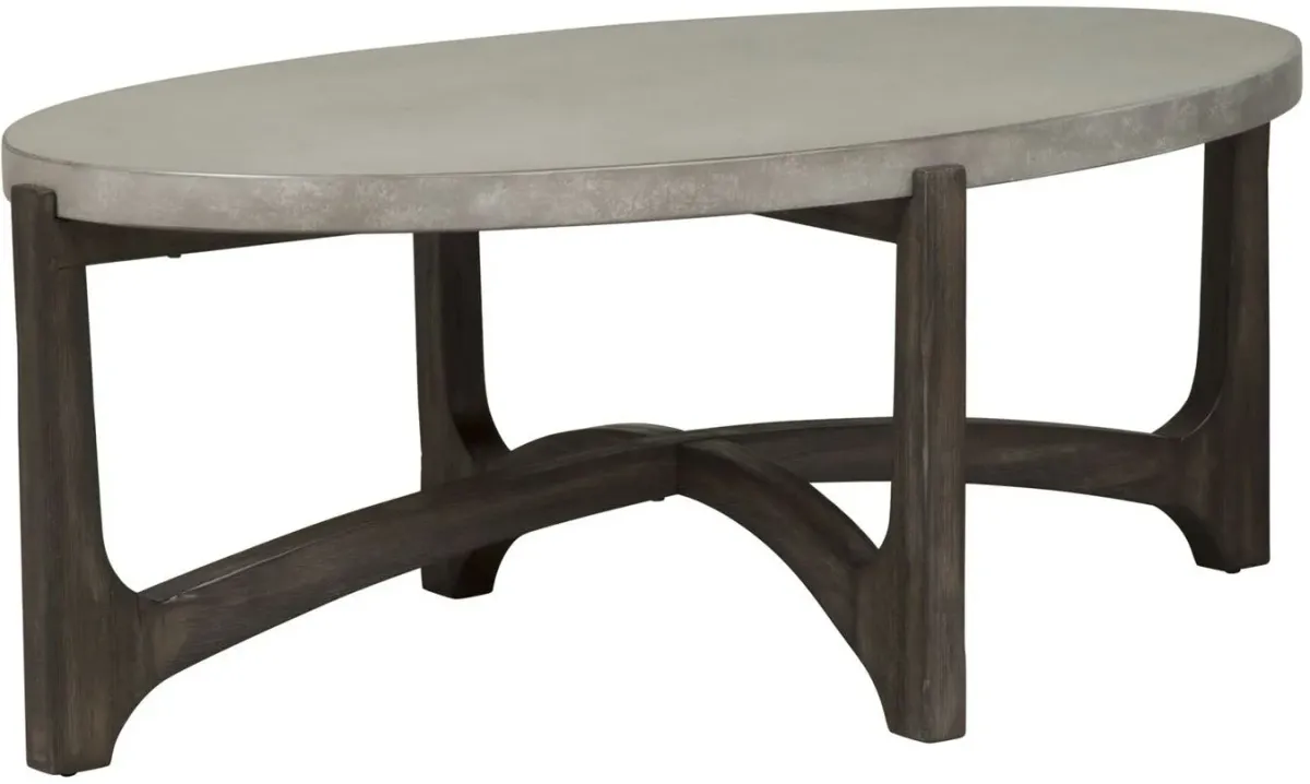 Liberty Cascade Wire Brush Rustic Brown Oval Cocktail Table