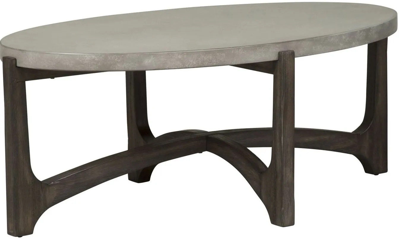 Liberty Cascade Wire Brush Rustic Brown Oval Cocktail Table