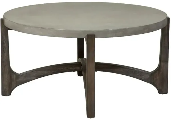 Liberty Furniture Cascade Concrete Top Cocktail Table with Wirebrush Rustic Brown Base