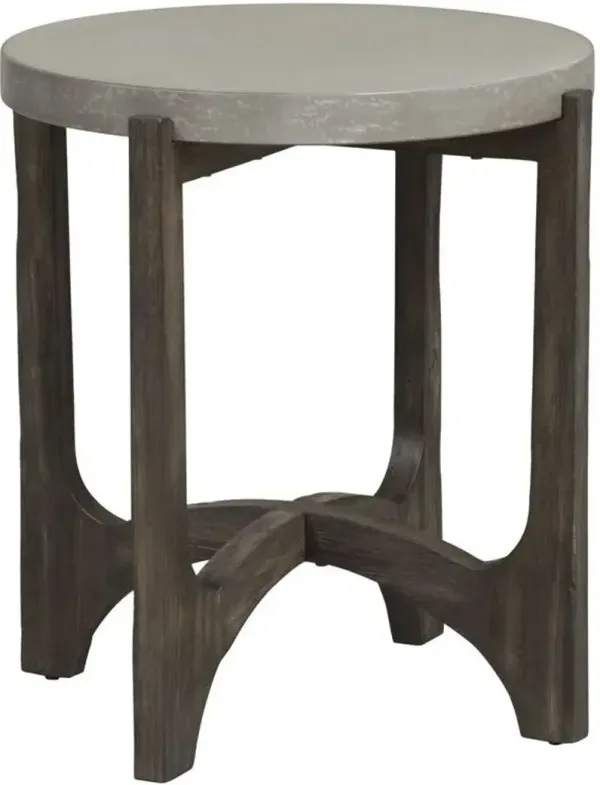 Liberty Furniture Cascade Wire Brush Rustic Brown End Table with Concrete Top